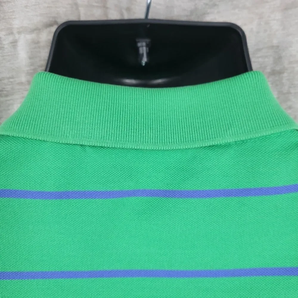 Polo Ralph Lauren Golf Green Blue Stripes Polo Shirt Short Sleeves Men's Large